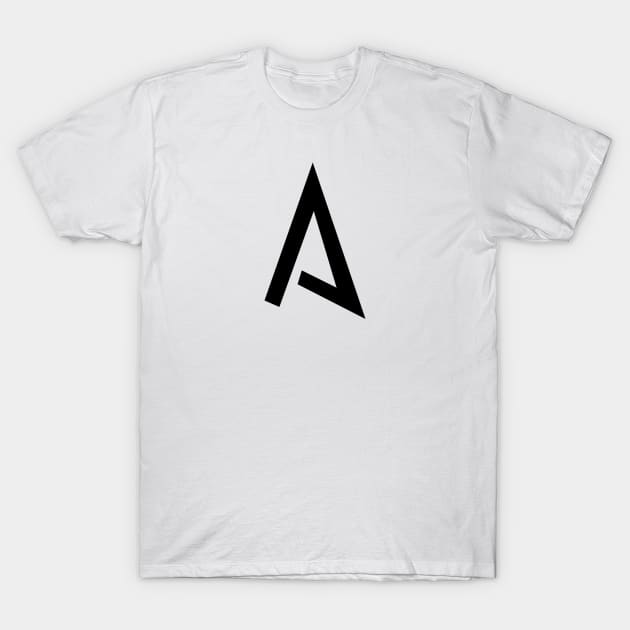 A – Greek Mythology - Black Letter A T-Shirt by Mythology Masters